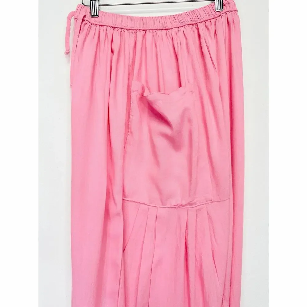 FREE PEOPLE Quinn Harem Pants Pastel Pink Small Baggy Boho Yoga Linen Blend